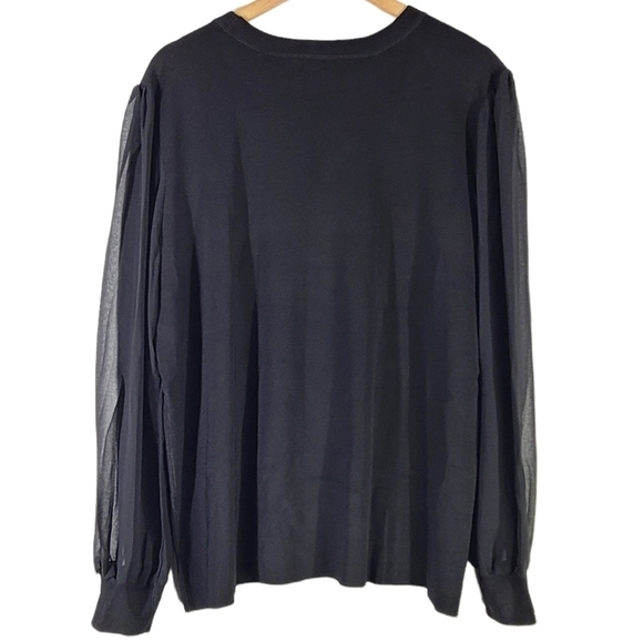 NWT INC Black Bishop Long Sleeve Crew Neck Triple Cutout Sweater 3X - Picture 3 of 6